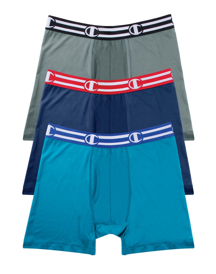 Champion Onderbroek Heren - Blauw/Donkerblauw/Grijs - Tech Performance 3-Pairs ( 714208-OGR )